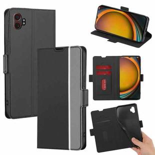 For Samsung Galaxy Xcover 7 Pro 5G Twill Texture Side Button Leather Phone Case(Black)