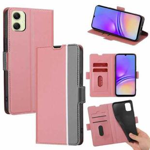 For Samsung Galaxy A05 4G Twill Texture Side Button Leather Phone Case(Pink)
