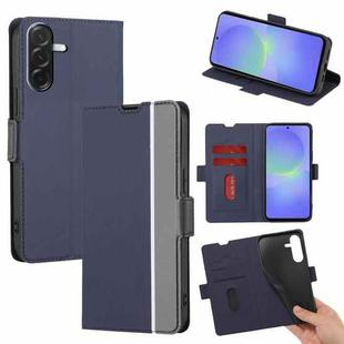 For Samsung Galaxy A36 5G Twill Texture Side Button Leather Phone Case(Blue)