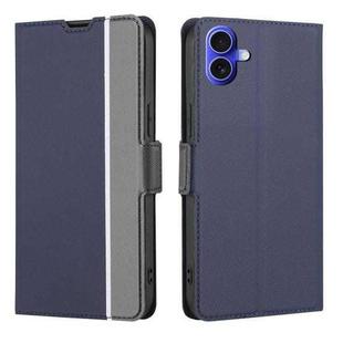 For iPhone 16 Twill Texture Side Button Leather Phone Case(Blue)