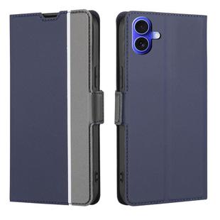 For iPhone 16 Plus Twill Texture Side Button Leather Phone Case(Blue)