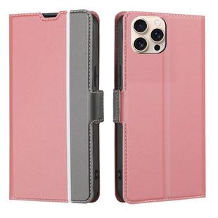 For iPhone 16 Pro Twill Texture Side Button Leather Phone Case(Pink)