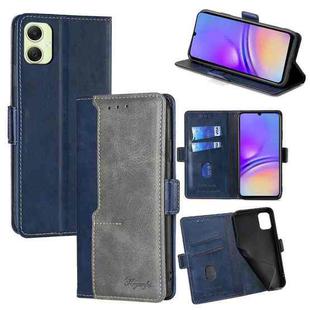 For Samsung Galaxy A05 4G Contrast Color Side Buckle Leather Phone Case(Blue + Grey)