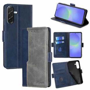 For Samsung Galaxy A36 5G Contrast Color Side Buckle Leather Phone Case(Blue + Grey)