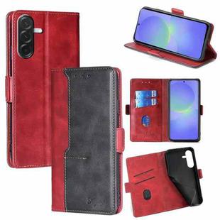 For Samsung Galaxy A36 5G Contrast Color Side Buckle Leather Phone Case(Red + Black)