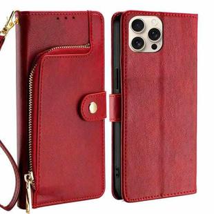 For iPhone 16 Pro Zipper Bag Leather Phone Case(Red)