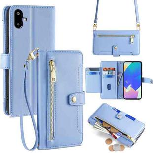 For Samsung Galaxy F06 5G Sheep Texture Cross-body Zipper Wallet Leather Phone Case(Blue)