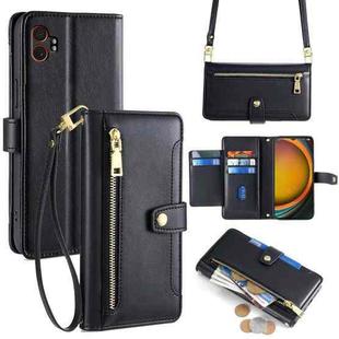 For Samsung Galaxy Xcover 7 Pro 5G Sheep Texture Cross-body Zipper Wallet Leather Phone Case(Black)
