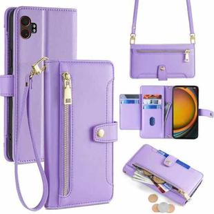For Samsung Galaxy Xcover 7 Pro 5G Sheep Texture Cross-body Zipper Wallet Leather Phone Case(Purple)