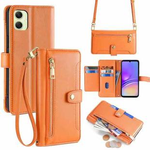 For Samsung Galaxy A05 4G Sheep Texture Cross-body Zipper Wallet Leather Phone Case(Orange)