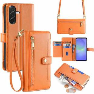 For Samsung Galaxy A36 5G Sheep Texture Cross-body Zipper Wallet Leather Phone Case(Orange)