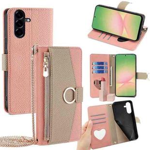 For Samsung Galaxy A56 5G Crossbody Litchi Texture Leather Phone Case(Pink)