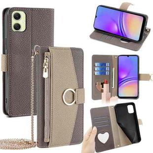 For Samsung Galaxy A05 4G Crossbody Litchi Texture Leather Phone Case(Grey)