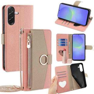 For Samsung Galaxy A36 5G Crossbody Litchi Texture Leather Phone Case(Pink)