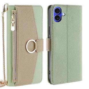 For iPhone 16 Crossbody Litchi Texture Leather Phone Case(Green)