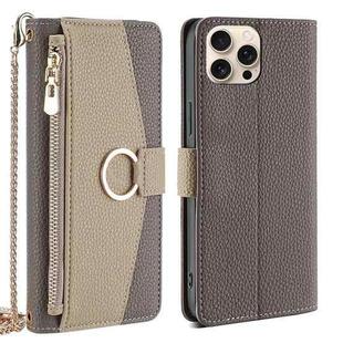 For iPhone 16 Pro Crossbody Litchi Texture Leather Phone Case(Grey)