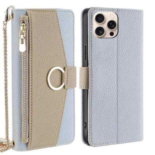 For iPhone 16 Pro Max Crossbody Litchi Texture Leather Phone Case(Blue)