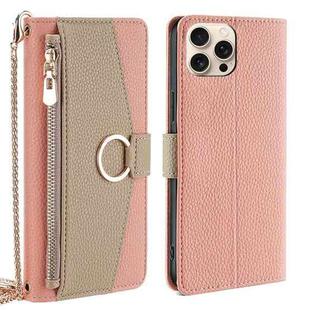 For iPhone 16 Pro Max Crossbody Litchi Texture Leather Phone Case(Pink)