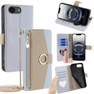 For iPhone 16e Crossbody Litchi Texture Leather Phone Case(Blue)