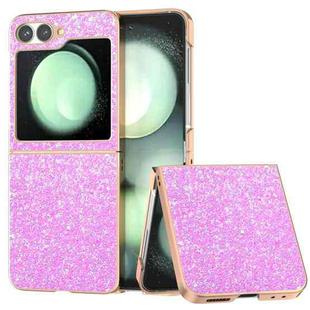 For Samsung Galaxy Z Flip6 Electroplating Frame Colorful Glitter Phone Case(Dark Pink)