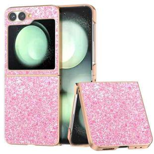 For Samsung Galaxy Z Flip6 Electroplating Frame Colorful Glitter Phone Case(Purple Pink)