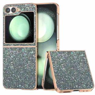 For Samsung Galaxy Z Flip6 Electroplating Frame Colorful Glitter Phone Case(Black Green)