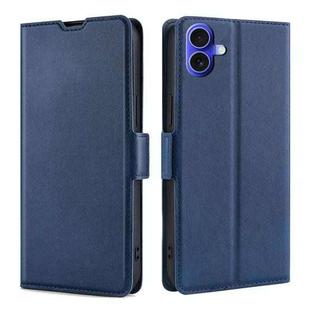 For iPhone 16 Ultra-thin Voltage Side Buckle Horizontal Flip Leather Phone Case(Blue)