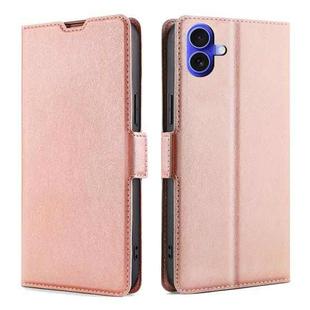 For iPhone 16 Ultra-thin Voltage Side Buckle Horizontal Flip Leather Phone Case(Rose Gold)