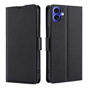 For iPhone 16 Plus Ultra-thin Voltage Side Buckle Horizontal Flip Leather Phone Case(Black)