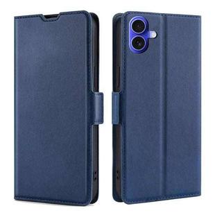 For iPhone 16 Plus Ultra-thin Voltage Side Buckle Horizontal Flip Leather Phone Case(Blue)