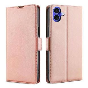 For iPhone 16 Plus Ultra-thin Voltage Side Buckle Horizontal Flip Leather Phone Case(Rose Gold)