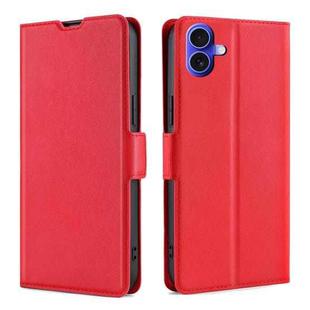 For iPhone 16 Plus Ultra-thin Voltage Side Buckle Horizontal Flip Leather Phone Case(Red)