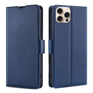 For iPhone 16 Pro Ultra-thin Voltage Side Buckle Horizontal Flip Leather Phone Case(Blue)