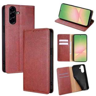 For Samsung Galaxy A56 5G Gloss Oil Solid Color Magnetic Leather Phone Case(Brown)