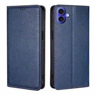 For iPhone 16 Gloss Oil Solid Color Magnetic Leather Phone Case(Blue)