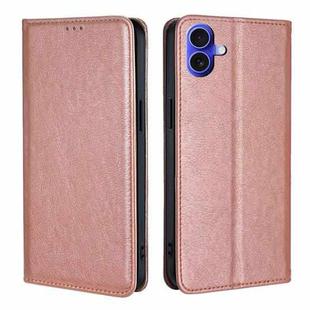 For iPhone 16 Gloss Oil Solid Color Magnetic Leather Phone Case(Rose Gold)