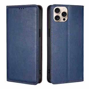 For iPhone 16 Pro Gloss Oil Solid Color Magnetic Leather Phone Case(Blue)