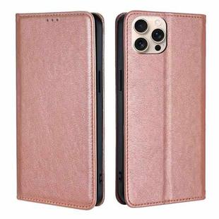 For iPhone 16 Pro Gloss Oil Solid Color Magnetic Leather Phone Case(Rose Gold)