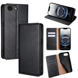 For iPhone 16e Gloss Oil Solid Color Magnetic Leather Phone Case(Black)