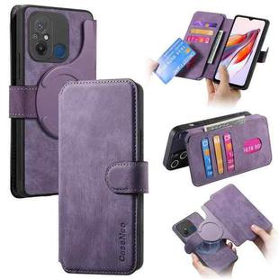 For Redmi 12C CaseNeo MagSafe RFID Anti-theft Retro Leather Phone Case(Purple)