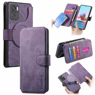 For Redmi Note 10 4G / Note 10S CaseNeo MagSafe RFID Anti-theft Retro Leather Phone Case(Purple)