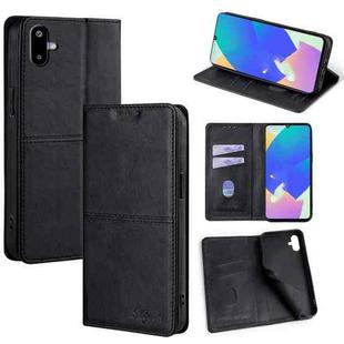 For Samsung Galaxy F06 5G Cow Texture Magnetic Leather Phone Case(Black)