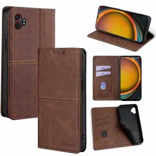 For Samsung Galaxy Xcover 7 Pro 5G Cow Texture Magnetic Leather Phone Case(Dark Brown)