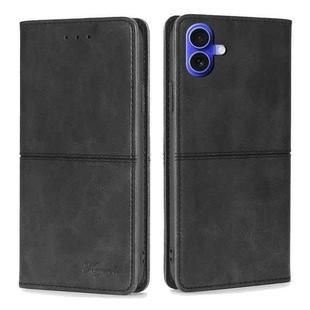 For iPhone 16 Cow Texture Magnetic Leather Phone Case(Black)