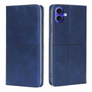 For iPhone 16 Cow Texture Magnetic Leather Phone Case(Blue)