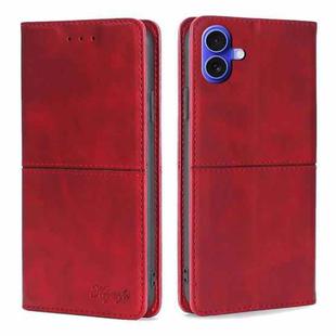 For iPhone 16 Cow Texture Magnetic Leather Phone Case(Red)