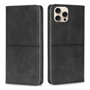 For iPhone 16 Pro Cow Texture Magnetic Leather Phone Case(Black)