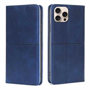 For iPhone 16 Pro Cow Texture Magnetic Leather Phone Case(Blue)