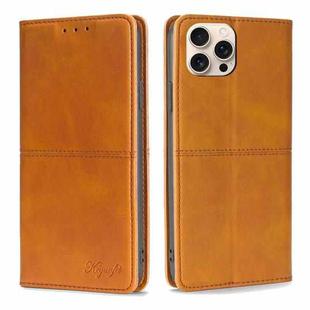 For iPhone 16 Pro Max Cow Texture Magnetic Leather Phone Case(Light Brown)