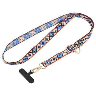 Retro Ethnic Style Crossbody Long Lanyard Mobile Phone Anti-lost Neck Lanyard(Dark Blue)